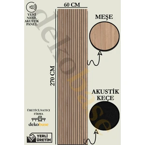 60x270 cm Meşe Renk Akustik Ahşap Duvar Paneli