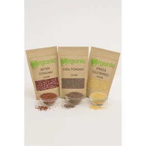 Organic Kiler 3'lü Set Chia Tohumu , Keten Tohumu , Kinoa Tohumu  & Katkısız