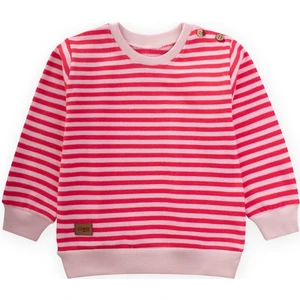 Çizgili Triko Sweatshirt 0-4 Yaş Pudra Mercan