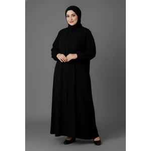 Medine Ipeği Mevlana Kesim Cepli Kuşaklı Bol Büyük Beden Ferace