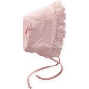 Fistolu Bağlamalı Bebek Şapka 0-1 Yaş Pembe