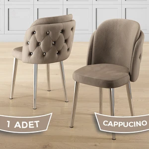 Axle Serisi 1 Adet Cappucino Mutfak Sandalyesi Krom Kaplama Metal Ayak Babyface Kumaş