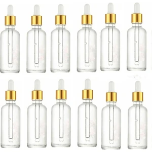 50 cc Cam Damlalıklı Şeffaf Şişe [50 CC=50ML x 12 Adet] / Ecza Şişesi / Dropper Şişe Şeffaf Cam