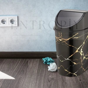 Mermer Desenli 3 Lt , 5  Lt, 10 Lt Plastik Mutfak Çöp Kovası – Siyah Beyaz | Tezgah Altı, Dolap Içi, Pedalsız, Şık ve Dayanıklı Cop Kovasi | Mutfak, Banyo, Ofis Kullanımına Uygun