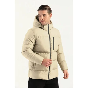 İçi Astarlı Su ve Rüzgar Geçirmez Cepli Kapüşonlu Erkek Mont