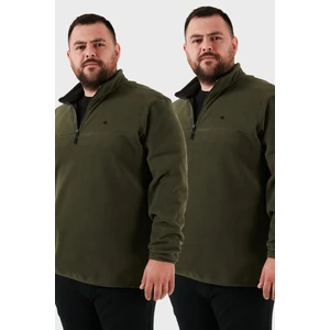 Regular Fit Anti-Pilling Büyük Beden Dik Yaka Kışlık Şardonlu 2'li Paket Polar Erkek POLAR 5906001BS2