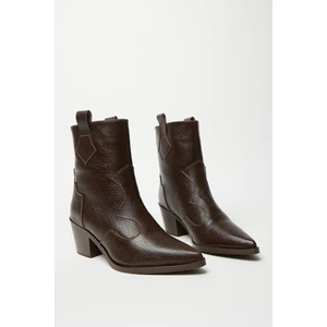 Kahverengi Kadın Sivri Burun Kovboy Bot