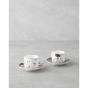 English Home Feline New Bone China 4 Parça 2 Kişilik Kahve Fincan Takımı 100 ml Kahverengi