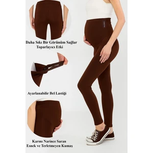 Lesa Wear Ayarlanabilir Yüksek Bel Esnek Toparlayıcı ve Sıkılaştırıcı Hamile Tayt Kahverengi