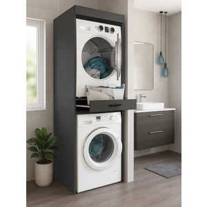Fika Kurutma ve Çamaşır Makinesi Dolabı Çok Amaçlı Dolap Banyo Dolabı Antrasit