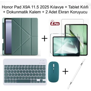 Yesnıce Honor Pad X9A 11.5 Inç 2025 Uyumlu Standlı Kılıf Dokunmatik Kalem ve Klavye Set