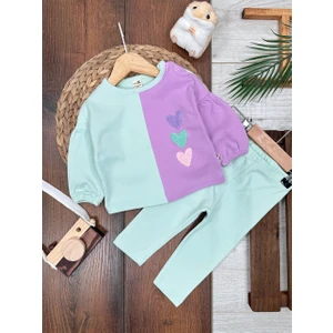 Kids Kingdom Pamuklu Kalp Desenli 2li Kız Bebek Takım