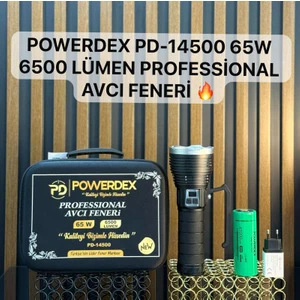 PD-14500 Profesyonel El Feneri | 65W – 6500 Lümen – 41000 Mah – Çoban Feneri - Metal Gövde, Type-C Şarjlı, Dijital Göstergeli & Kulplu