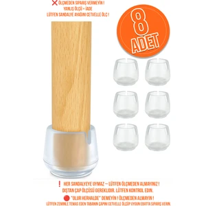 Kacar Home 8 Adet (2,1 cm Veya 2.5 Cm) Silikon Masa Sandalye Pabuç Koltuk Sandalye Kaydırmaz Zemin Koruyucu