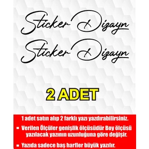Sticker Dizayn Kişiye Özel Siyah Renk Yazı Sticker, Ad Soyad Sticker, Isim Soyisim Sticker, Araba Oto Motosiklet Sticker  02513