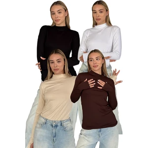 Kadın 4'lü Set Parmak Detaylı Body