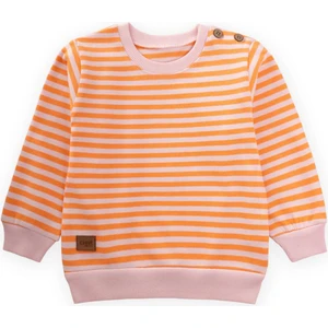 Çizgili Triko Sweatshirt 0-4 Yaş Pudra Şeftali