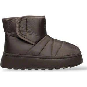 İçi Kürklü Paraşüt Kumaş Cırtlı Kalın Taban Kadın Bot KAHVERENGİ