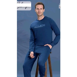 Biricik İç Giyim Erkek Mavi Renk Spor Cepli Pijama Takımı, Erkek Ev Giyim