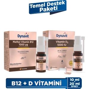 Methylcobalamin Vit B12 1000MCG 10ML Dilaltı Sprey & Vit D3 1000 Iu 20 ml Sprey - Temel Destek Paket