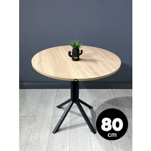 Hey Modüler Mobilya Saray Sonoma Yuvarlak Mutfak Masası Yemek Masa Balkon Masa Fiskos Masa Metal Siyah Ayak 80  cm