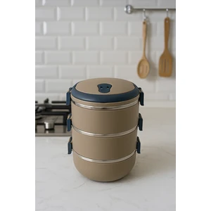 3 Katlı Sızdırmaz Yemek Termosu Sefer Tası 1,8 Lt Kahverengi Özel Seri