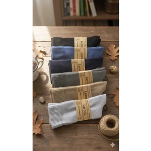 LERONİ Organik Pamuk Erkek Kışlık Çorap Dikişsiz Soft Yıkamalı 6'lı Paket