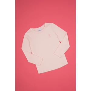 U.S. Polo Assn. Kız Çocuk Açık Pembe Bisiklet Yaka Basic Sweatshirt 50317923-VR078