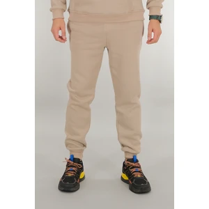 Erkek Bej Eşofman Altı Rahat Kesim 3 Iplik Şardonlu Ipli Ribana Bel