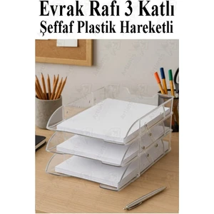 Evrak Rafı 3 Lü Masaüstü 1 Paket Plastik Evrak Rafı Masa Üstü Şeffaf Hareketli A4 Dosya Düzenliyici Kağıt Tepsisi
