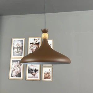 Sütlü Kahve Ahşap Şapka Tekli Avize Sarkıt Salon Mutfak Cafe Butik Lamba Aydınlatma Avizeler