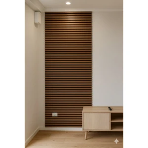 Detay Poliuretan Mdf Ahşap Akustik Duvar Paneli 100 x 280 cm ( Teak )