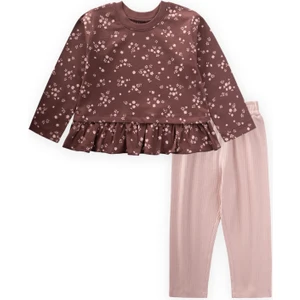 Desenli Uzun Kollu T-Shırt Takım 1-8 Yaş Mürdüm