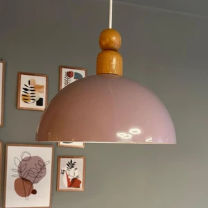 Yimpi Lila Kalın Ahşap Boncuk Başlık Avize Tekli Sarkıt Salon Dekoratif Aydınlatma Pastane