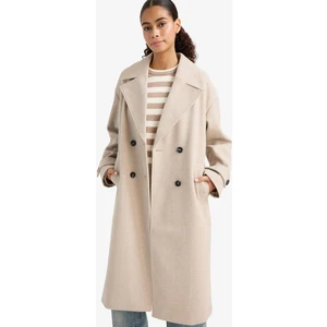 Regular Fit Düğmeli Uzun Kaşe Kaban F1197AX25WN