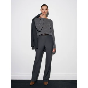 72208 Kemerli Melanlı Kumaş Pantolon-Antrasit