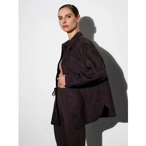 50532 Çıtçıtlı Süet Gömlek-Kahve