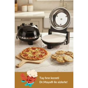 Dr.Maya® | Pro Plus Taş Fırın Pizza Makinesi - Siyah