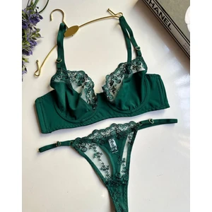 Hama Love Kadın Yeşil Dantel Saten Iç Çamaşır Takımı
