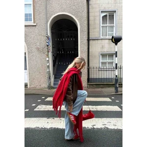 His Takı Kadın Özel Karışımlı Akrilik Atkı Şal Kırmızı