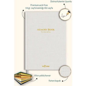 Le Color Memory Book Keten Hatıra Defteri Altın Kenarlı Anı Albümü Beyaz