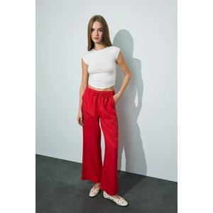 Wide Leg Çift Cepli Beli Lastikli Standart Boy Keten Karışımlı Pantolon E1981AX25SM