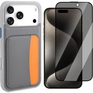 iPhone 17 Pro Max Kılıf Kartlıklı Zore X-Kart Silikon Kapak + Hayalet Ekran Koruyucu