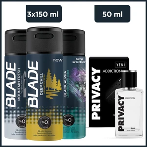 Addiction Men Edt  50 ml & Blade Deep Chill, Mountain Fresh, Black Alpha 3X150 ml
