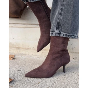 I Love Shoes Orvex Kadın Süet Ince Topuklu Bot Kahverengi