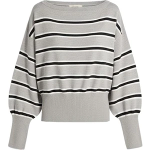 6988 Kadın Asimetrik Rib Kesim Kayık Yaka Triko Kazak Gri