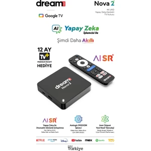 Nova 2 | TV+ (12 Ay Premium Üyelik Hediyeli) 4K Lisansli Android TV Box | 2GB Ram | 32GB Hafıza