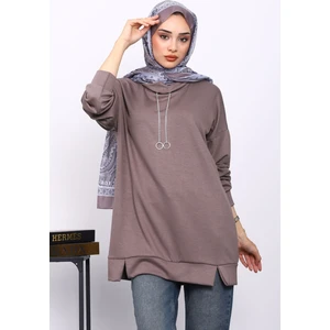 İmaj Butik Vizon Yaka Detaylı Modal Tunik