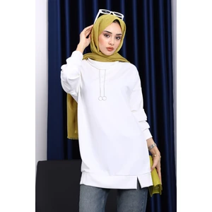 İmaj Butik Ekru Yaka Detaylı Modal Tunik