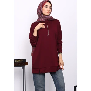 İmaj Butik Mürdüm Yaka Detaylı Modal Tunik